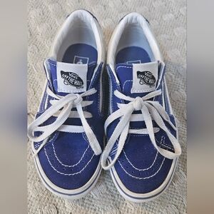 Vans Boys Blue And White Low Top Sneakers Size 3 Youth Unisex